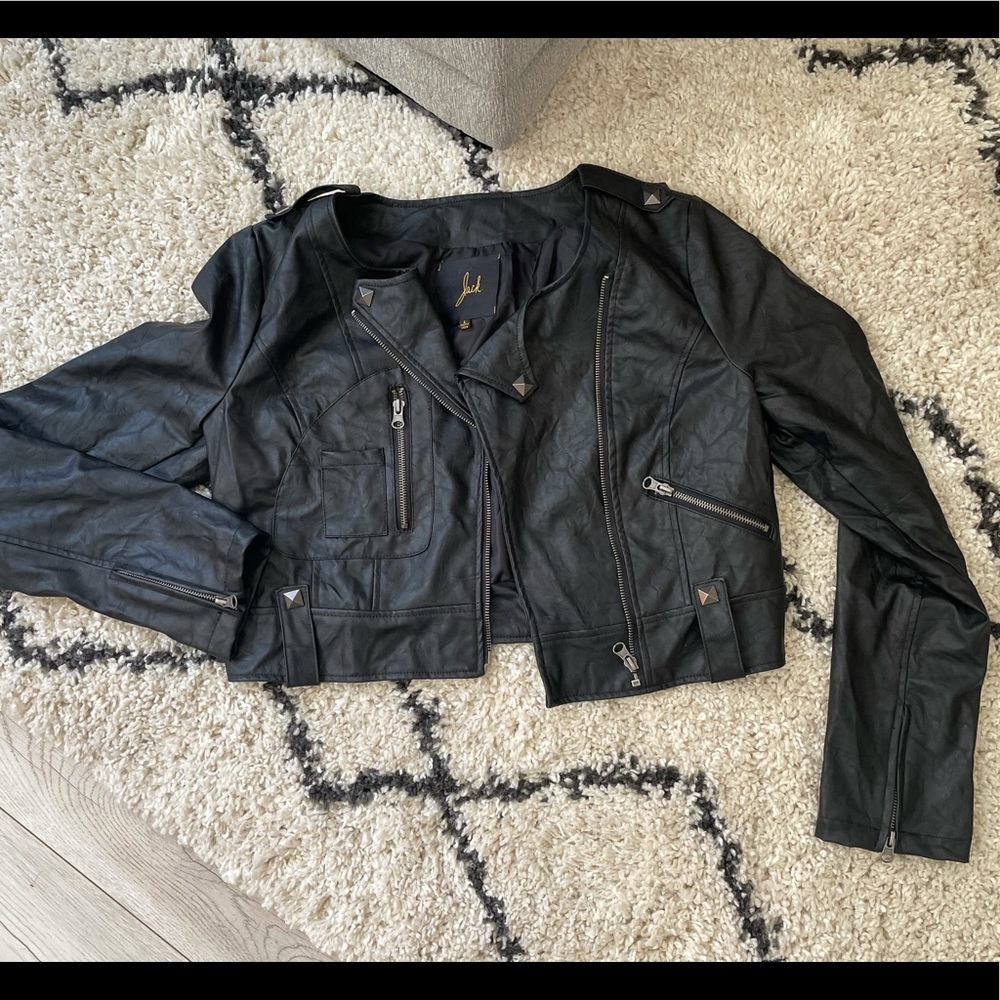 Black Leather Jacket - Size Large